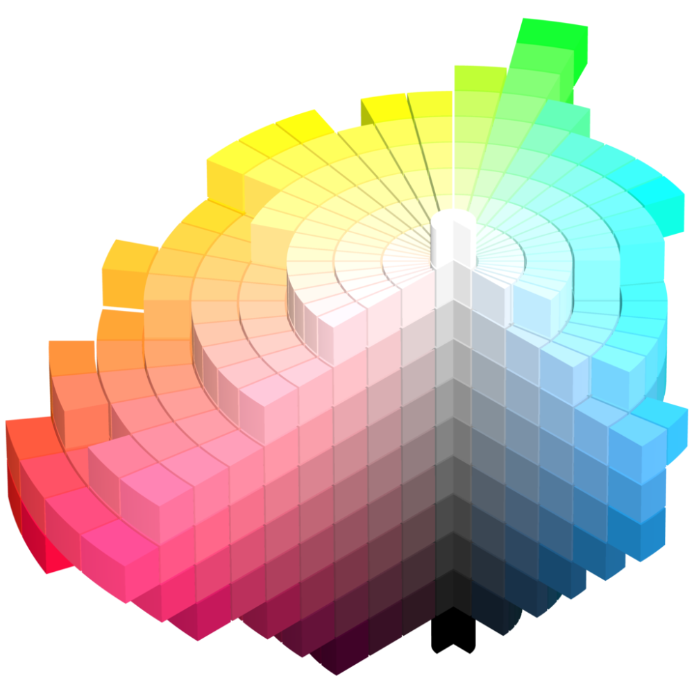 Three-dimensional representation of the 1943 Munsell renotations. Notice the irregularity of the shape compared to Munsell's earlier color sphere.
